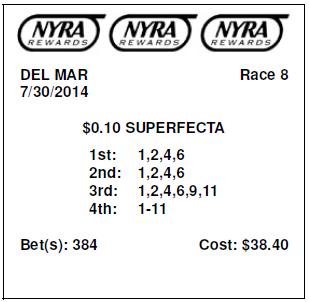 Superfecta Wheel Chart